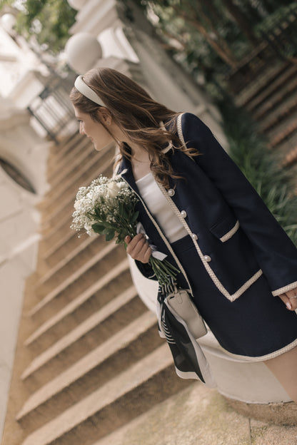 Navy Blue Tweed Blazer