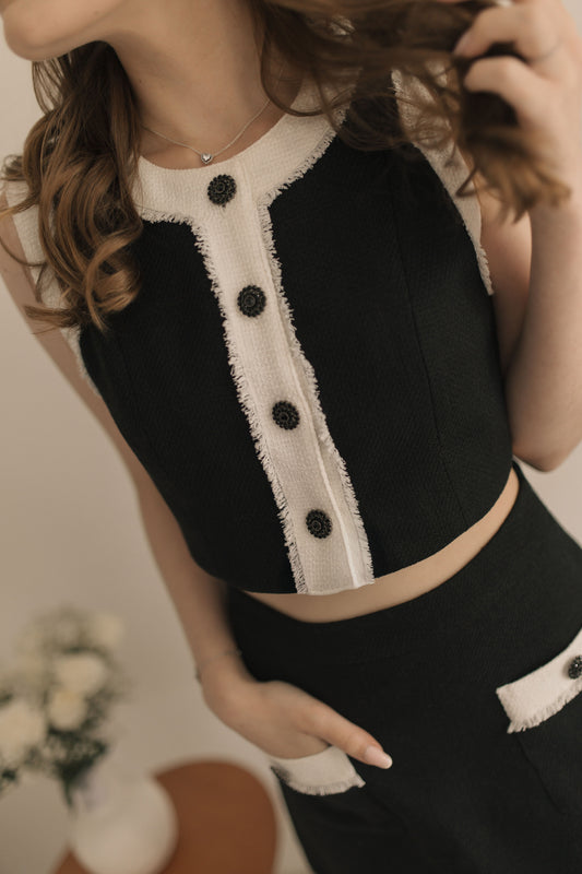Black Tweed Top