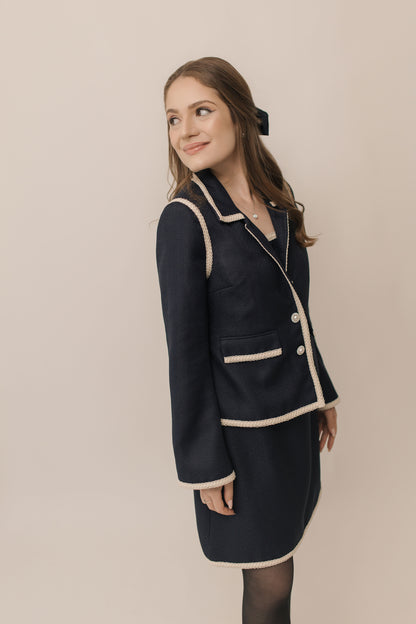 Navy Blue Tweed Blazer