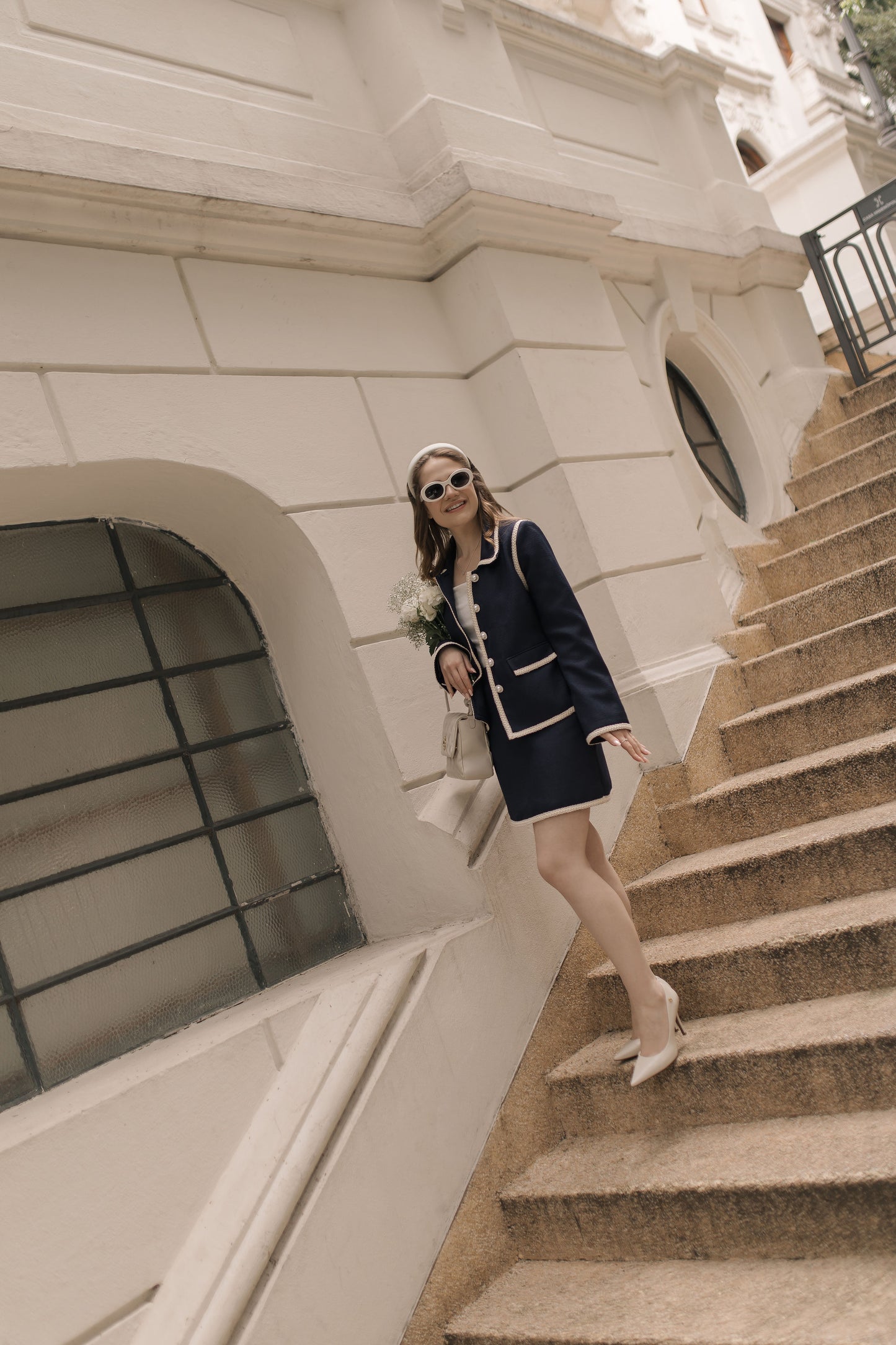 Navy Blue Tweed Blazer