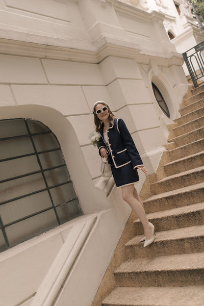 Navy Blue Tweed Blazer